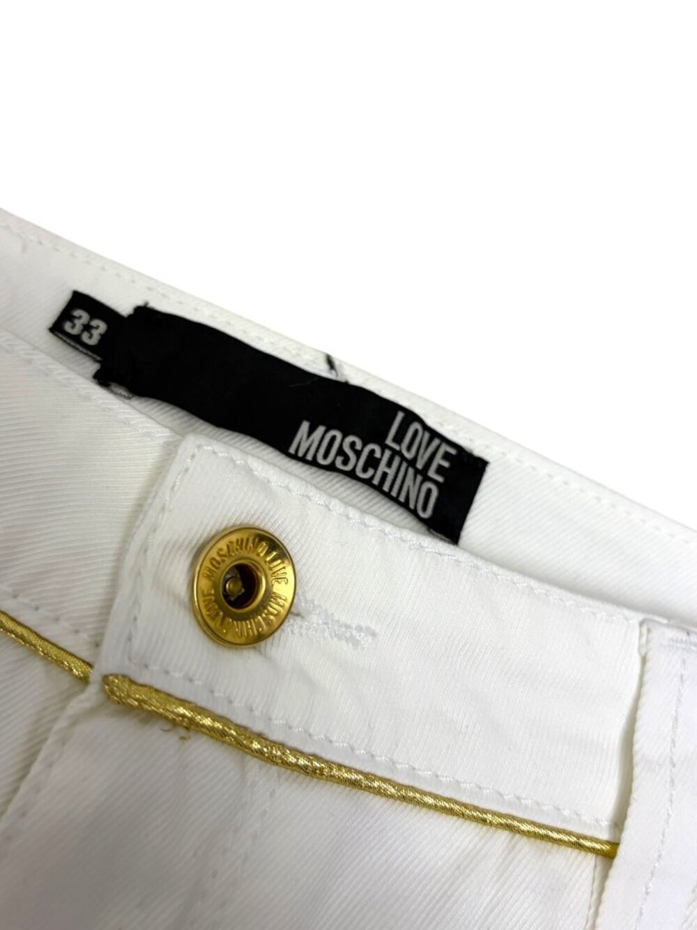LOVE MOSCHINO White Denim Jeans Luxury Designer Straight Lightweight Pants Large - Picture 4 of 8